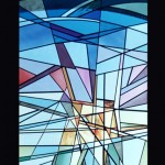Vetrata artistica in vetro soffiato e colorescente legato in piombo cm.120 x 190