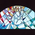 Vetrata artistica in vetro soffiato e colorescente legato in piombo cm.160 x 80 