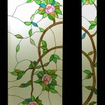 Roseto - Vetrata Tiffany in vetro soffiato e opalescente, cm. 116x218